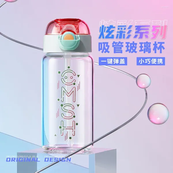 Vers de vin coréen mode mignon verre transparent fille coeur portable à eau portable à la chaleur Coupe de l'eau pour hommes Couple personnalisé frais