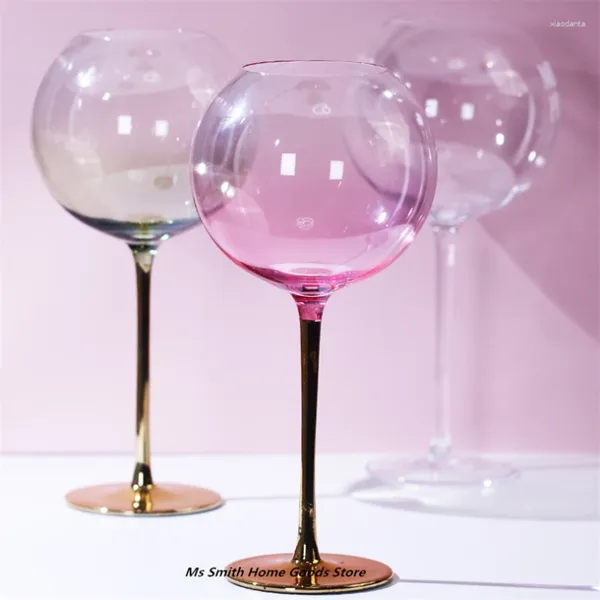 Copas de vino Coreano Ins Creative Gran capacidad Apple Cup Light Luxury Vintage Electroplating Gradiente lindo copa roja