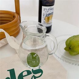 Copas de vino estilo jarra de vidrio coreano breve taza de café de la leche de moda botella de agua de agua en el hogar estampado de agua de alta capacidad