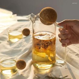 Verres à vin Théière en verre transparent de grande capacité bouilloire résistante à la chaleur théière de bureau cafetière créative pichet à eau de jus de ménage