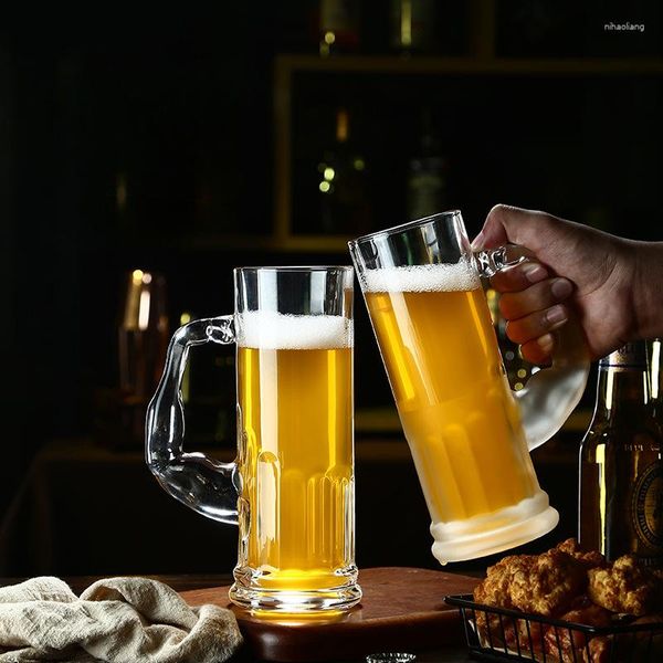 Verres à vin Grande capacité avec chope à bière Simplicité moderne Coupe à tirage horizontal à profil élevé Verre épaissi Boisson domestique Tasses à jus