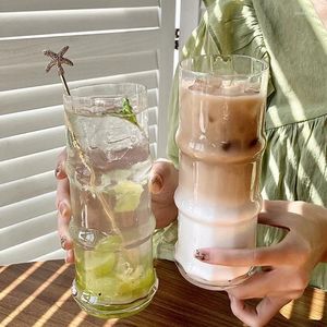 Wijnglazen Latte Koffie Glazen Beker Bamboe Vormige Watermok Transparant Huishoudelijk Ijs Vruchtensap Drank Bier