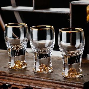 Copas de vino Cristal sin plomo Dorado Construido en hoja de oro de 24 quilates S Espíritu de vodka dorado de lujo Pequeña lámina Jinshan