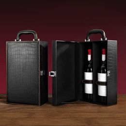Wijnglazen Lederen Luxe Handtassen Voor Flessen Rode Presentatiedoos Draagbare Champagne Transportkoffers 230719