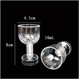 Verres à vin LED Couleur flash Changement d'eau activée Light Up Champagne Beer Whisky 50 ml Boire du verre élégant Design Boire Cockt Dhgrx