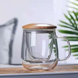 Verres à vin Leuke Paddestoel Keramische Cover Scel Glas Thee Water Scheiding Cup Filter Paar Koffie Melk Mok Drinkware Gift Set