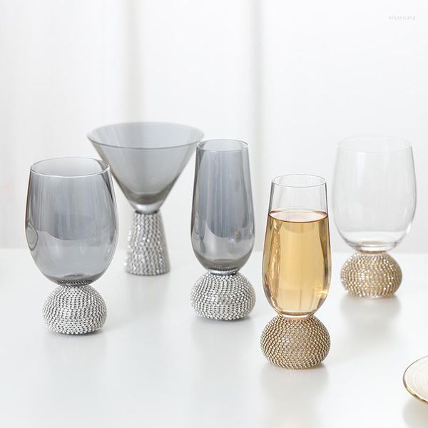 Copas de vino Luz de lujo Diamante Copa de hadas Decoración del hogar Cristal Cóctel Rojo Venta al por mayor