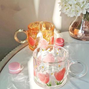 Wijnglazen licht luxe mode tulpen glazen cup kantoor ontbijt mok set boetiek keuken benodigdheden eenvoudige stijlbekers