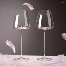 Wijnglazen Lichte luxe schuine mond Scandinavisch kristalglas Flamingo Roze beker Cocktail Druif Champagne Drinkgerei