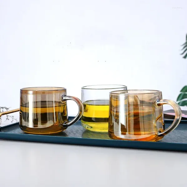 Copas de vino, tazas de café de vidrio aisladas con asa, tazas de café expreso transparentes, taza para el hogar, leche, capuchino, café, agua del té