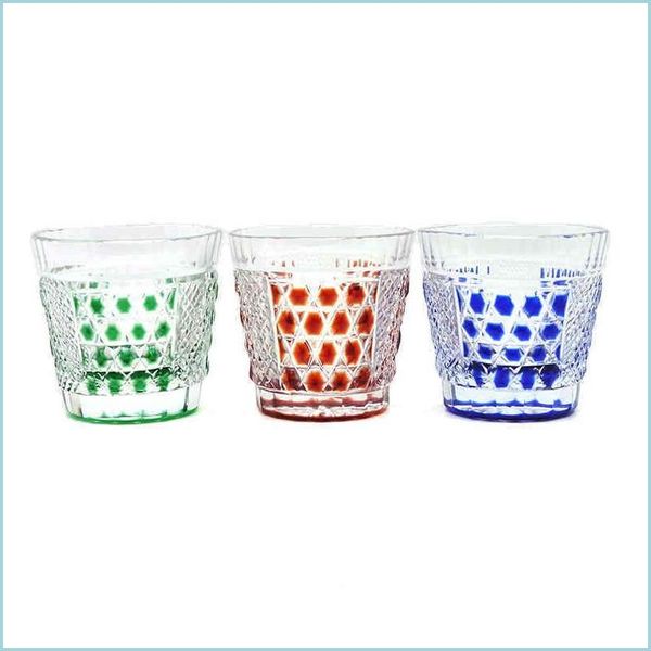 Copas de vino de lujo 50Ml Copa cortada a mano Sake Glass Tumbler S Vino Rojo Azul Verde Drop Delivery 2021 Hogar Jardín Cocina Comedor Bar Drin Dhqjj