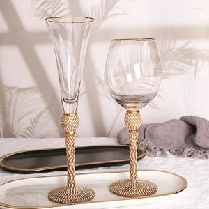 Wijnglazen Luxe Champagneglas Bruiloft Kristal Europese Stijl Gouden Standaard Fluiten Goblet Feest Valentijnsdag Cadeau
