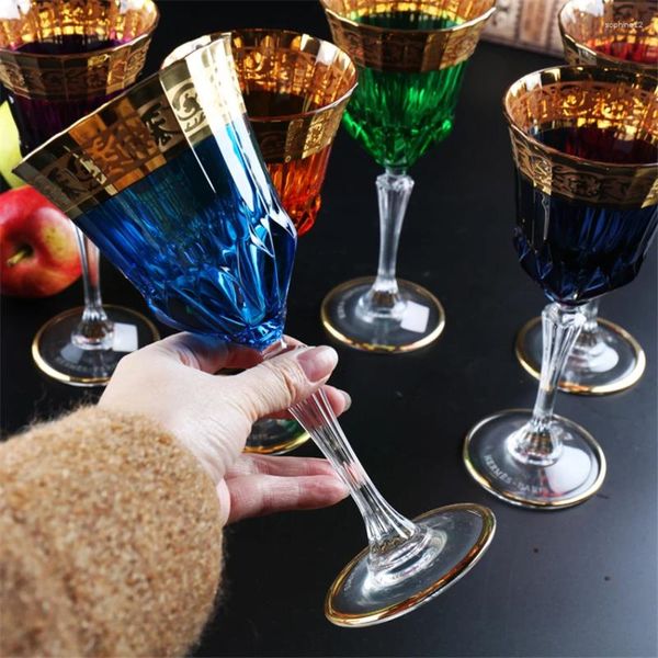 Verres à vin Luxury Crystal Gobblet 24k Gold Glass Cup Champagne Flute Cups Creative Home Bar El Party Wark Ware