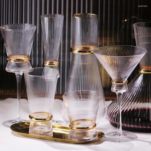 Wijnglazen Luxe Gouden Verticale Streep Glas Champagne Paar Huwelijkscadeau Feestbeker Drinken Hittebestendig Water