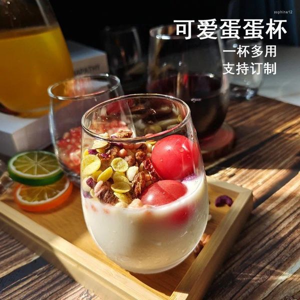 Copas de vino de lujo tazas rojas de vaso encantador tendencia de helado de jugo de fruta en forma de huevo