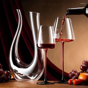 Verres à vin Ensemble de luxe Verre en cristal à jambe haute Champagne Whisky Verres Gobelet Bar Tasses Carafe