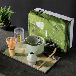 Verres à vin ensembles de thé matcha accessoires ensemble d'outils de thé japonais bol en céramique cérémonie complète cuillère cuillère 230710