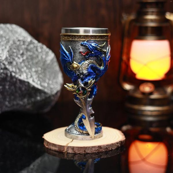 Casas de vinos Medieval Dragon Cross Sword Series Resina Pinte inoxidable pintada a mano Conconocimiento creativo de vidrio para amigos para amigos