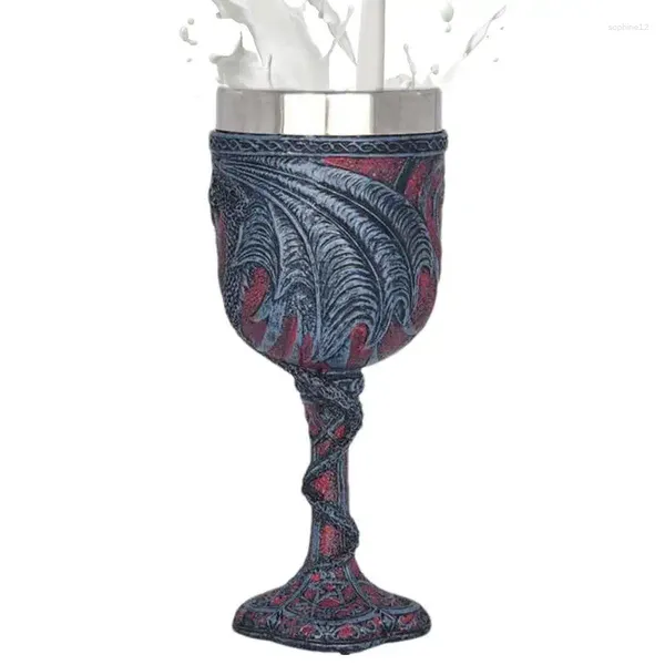 Casas de vino Dragón Medieval Heart Love Resin S acero inoxidable Copla de acero Halloween Regalos de vidrio Punk Bar Drinkware Copa