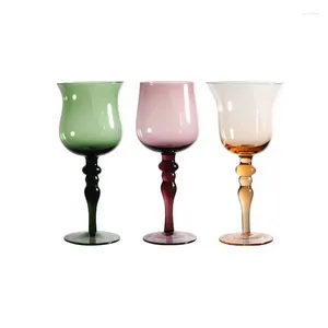 Verres à vin Gobelet Médiéval Verre à Champagne Français Maison Colorée Vintage Vertical Vert Cobalt Bleu Ambre Colonne Romaine Coupe De Mariage