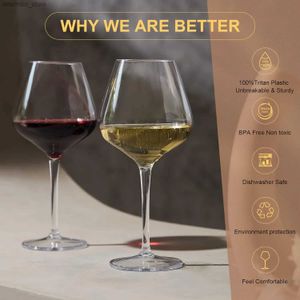 Verres à vin Michley Incassable Tritan Plastic Wine Lasses Ensemble de 6 (18 oz) Red Wine Lass avec LON SED WHITE WINE DUIN BUERIN DE LAS LASSWAR L49
