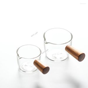 Verres à vin Mini Pyrex Tasse à expresso Manche en bois Petit filet à lait Café rouge