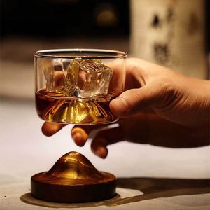 Verres à vin en forme de montagne verre à fond en bois petit vin whisky irlandais amateurs de whisky 4 oz verres à boire 230628