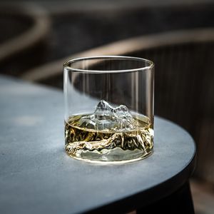 Verres à vin Montagnes Whisky À l'ancienne Verre à whisky Résistant à la chaleur Tasse à thé Coffret cadeau Vodka Tumbler Cup Bar 230701