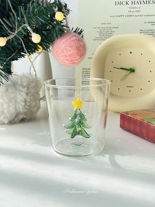 Vers de vin champignons jardin à la main arbre de Noël tridimensionnel en trois dimensions tasse de verre transparent cadeau de grande valeur