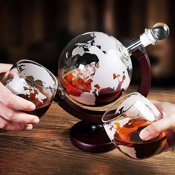 Verres à vin NANCIHUI 850 ml ensemble de carafe à whisky verre à vin en verre de cristal créatif globe bouteille de vin maison bar fête fournitures de vin 230905