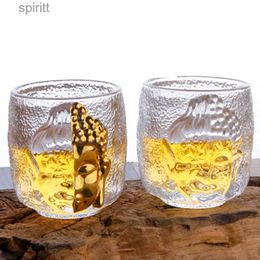 Copas de vino Nuevo estilo creativo 100-150 ml Cara de Buda tallada Copa de vino Whisky Vodka Sake Shochu Vaso de chupito Divertido Zen Sense Drinkware YQ240105