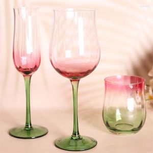 Verres à vin nordique dégradé gobelet Simple Vintage tulipe verre créatif moyen ancien rouge ménage tasse d'eau