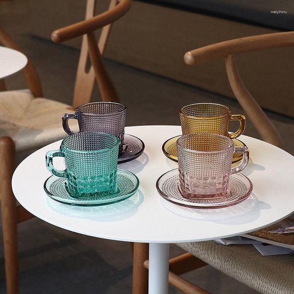 Verres à vin nordiques, ensemble de tasses à café et soucoupes en verre de grande valeur, belle tasse créative à lait pour le petit déjeuner, le thé de l'après-midi