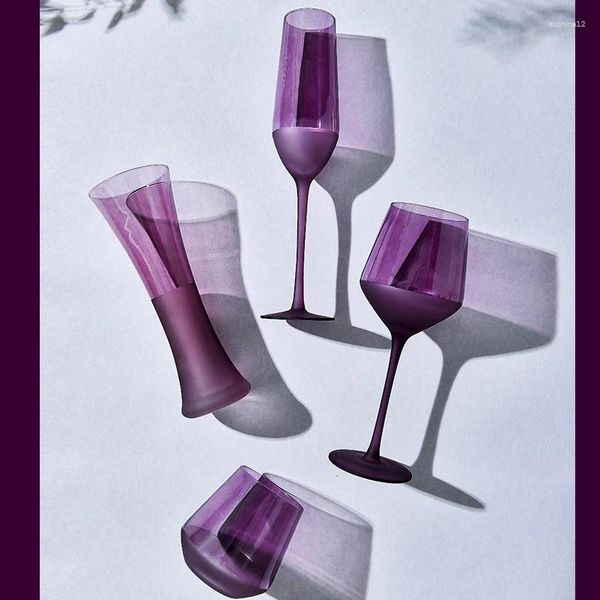 Verres à vin Nordic Purple Grosted Verre Coupe Champagne haute capacité Gobelet à la main