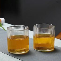 Wijnglazen Noordse eenvoud Rimpel Glas Cup Transparant gestreepte whisky Hoge temperatuur TEA Water Drink Melksap Koffiebier