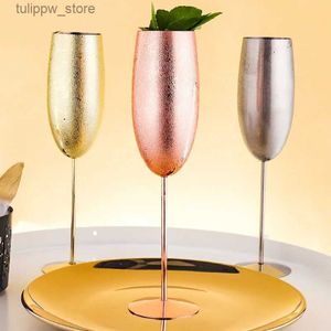 Verres à vin Verre à Champagne en acier inoxydable nordique pour Bar créatif Vintage flûte verres à Cocktail en métal de luxe en or Rose tasse à vin gobelet L240323