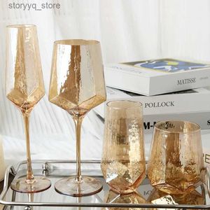 Wijnglazen Nordic Vintage Spiegel Goud Amber Serie Geavanceerde Handgemaakt Rood Glas Licht Luxe Witte Wijn Klein Glas Champagne Fluit Q231115