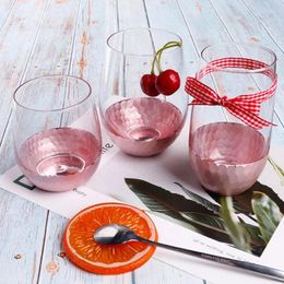 Copas de vino nórdica simple molido de vidrio chapado en color rosa periódico