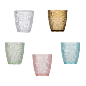 Verres à vin Nuoy Ensemble à boire en acrylique de 5 gobelets transparents au design coloré pour jus, eau, bière, cocktails et