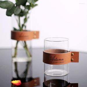 Wijnglazen originele lederen glazen beker bloemthee anti-scaltende latte koffiemok mok creatieve vaas huisdecoraties cafébenodigdheden