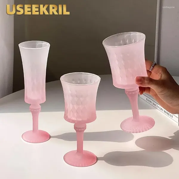 Copas de vino tazas en relieve rosa cóctel cóctel atmosférico copa de champán y creativa herramientas de cocina de bar de champán taza