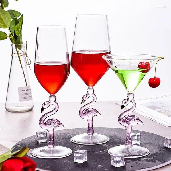 Verres à vin Verre à cocktail flamant rose Coupe à champagne en cristal Gobelet à Martini pour les mariages Célébration des fêtes de Thanksgiving Amant