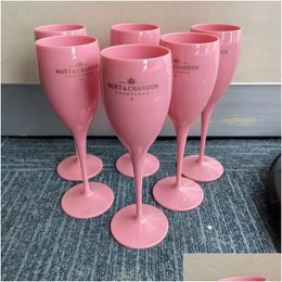 Wijnglazen roze plastic voor meisjesfeest bruiloft drinkware onbreekbare witte champagne cocktail fluts goblet acryl elegante cups m dhbxy
