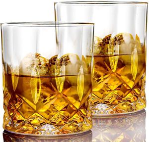 Verres à vin Whisky en cristal sans plomb de qualité supérieure 10 oz Rock Style Old Fashioned Parfait pour Cognac Bourbon Irish Whiskey