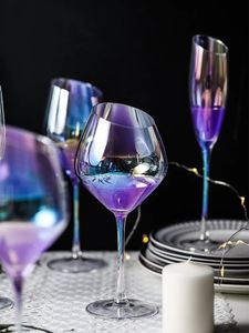 Wijnglazen Regenboog Ion Plated Kristalglas Schuine Wijnglas Champagne Cup Bar el Party Thuis Bruiloft Drinkware 231205