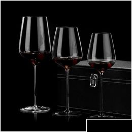 Copas de vino Conjunto de vidrio rojo Copa de hogar Cristal de lujo Europeo de gama alta Oblicuo Burdeos 210326 Entrega de gota Home Garden Kitche DHI5P