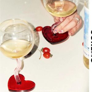 Verres à vin coeur rouge en verre de verre gobelet tasse champagne tasse de champagne borosilicate cocktail résistant à la chaleur