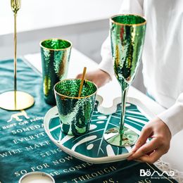 Wijnglazen Retro Emerald Luxe Noordse Phnom Penh ge￫lekte ins Red grote capaciteit Drink Gold Champagne Cup Goblet 221124