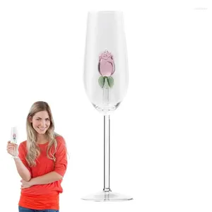 Vers à vin Rose Champagne 220 ml flûtes en cristal avec tasse de cocktail à gobelet à fleurs à l'intérieur pour le mariage