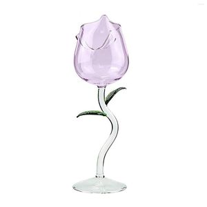Wijnglazen Roze Vorm Glas Met Gekleurde Bladeren Gepersonaliseerde Stam 150/400ml Modern